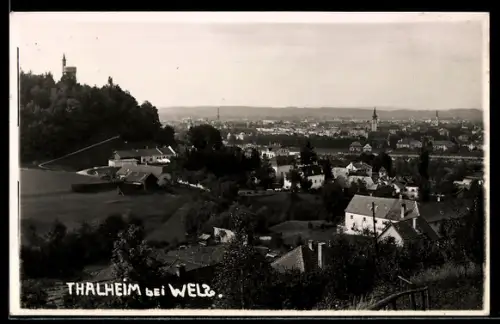 AK Thalheim bei Wels, Teilansicht mit Kirche
