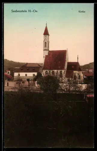 AK Seebenstein /N.-Oe., Ortspartie mit Kirche