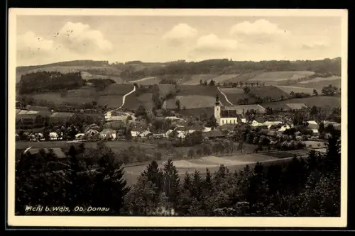 AK Pichl, Panorama mit Feldern und Kirche