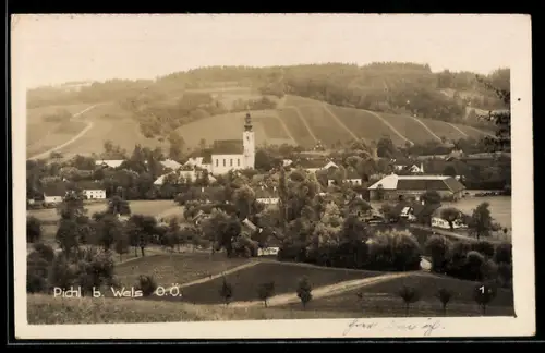 AK Pichl b. Wels, Teilansicht mit Kirche