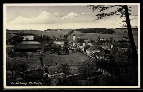 AK Pennewang /Ob.-Oesterr., Strassenpartie mit Kirche