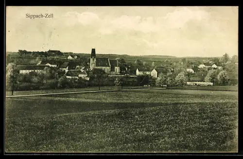 AK Sipbachzell, Ortspartie mit Kirche