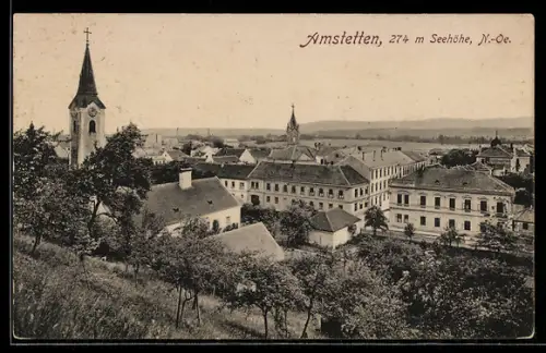 AK Amstetten /N.-Oe., Teilansicht mit Kirche