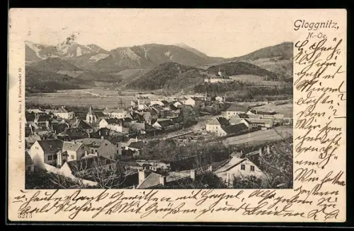 AK Gloggnitz, Panoramablick vom Berg aus