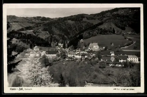 AK Kleinzell bei Hainfeld, Ansicht mit Kirche aus der Vogelschau