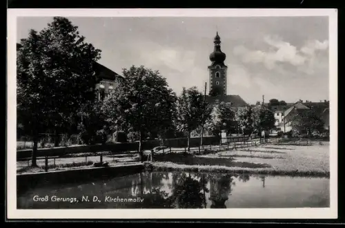 AK Gross-Gerungs /N.-D., Strassenpartie mit Kirche