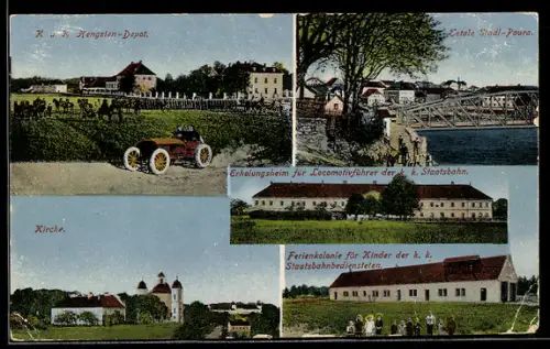 AK Stadl-Paura, K. u. k. Hengsten-Depot, Erholungsheim für Lokomotivführer, Kinder-Ferienkolonie
