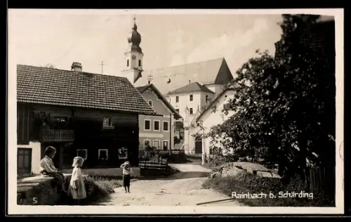 AK Rainbach im Innkreis, Strassenpartie mit Kirche