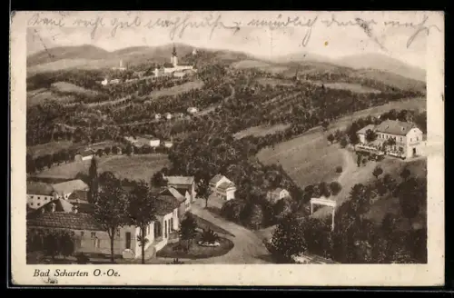 AK Bad Scharten /O.-Oe., Panorama mit Ort und Kirche