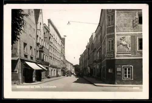 AK Braunau am Inn, Linzerstrasse, Kreuzung mit Gasthof Pfusterer
