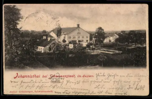 AK Rüstorf /O.-Oe., Johannisthal bei Schwanenstadt, Ortsansicht aus der Vogelschau