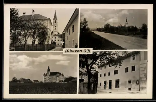 AK Alkoven /O.D., Schloss, Kirche, Strasse