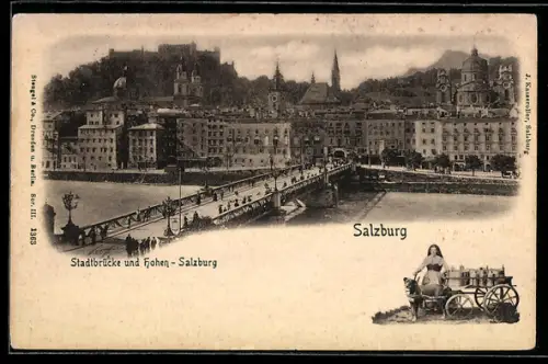 AK Salzburg, Stadtbrücke und Höhen
