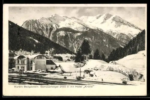 AK Badgastein, Gamskarkogel mit Hotel Krone