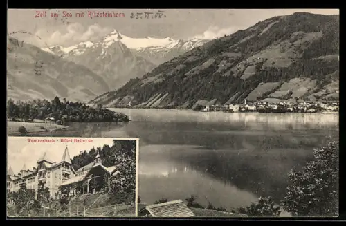 AK Zell am See, Panorama mit See und Kitzsteinhorn