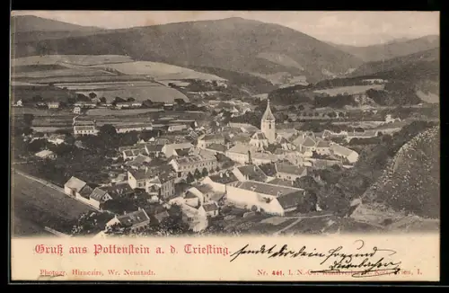 AK Pottenstein a. d. Triesling, Panorama mit Kirche