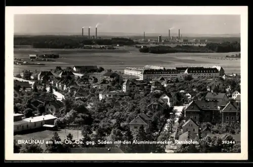 AK Braunau am Inn, Blick nach Süden mit Aluminiumwerken Ranshofen