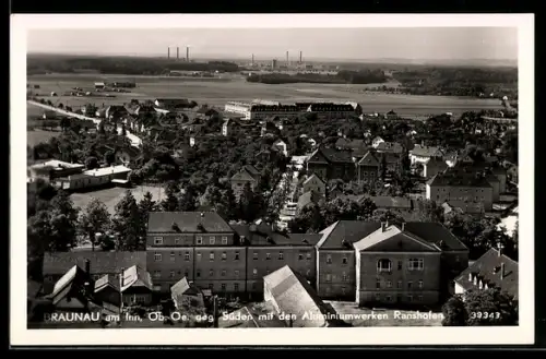 AK Braunau am Inn, Panorama nach Süden mit Aluminiumwerken Ranshofen