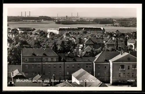 AK Braunau am Inn, Blick gegen Süden mit Krankenhaus