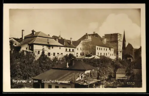 AK Braunau a. Inn, Panorama mit Kirche