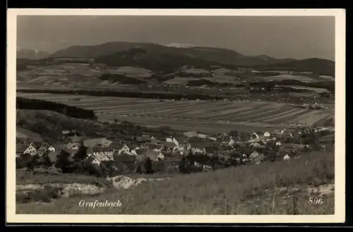 AK Grafenbach, Panorama mit Ort und Feldern