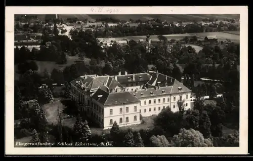AK Eckartsau /Niederösterreich, Fliegeraufnahme vom Schloss