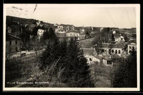 AK Sauerbrunn /Burgenland, Ansicht mit Villen und Park