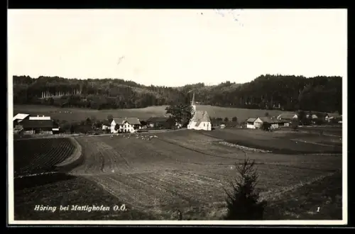 AK Auerbach /O.-Oe., Höring bei Mattighofen, Panorama mit Kirche