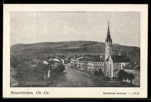 AK Mauerkirchen /Ob. Öst., Ortsansicht mit Kirche