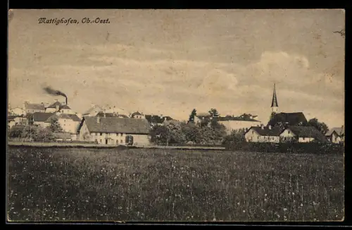 AK Mattighofen /Ob. Öst., Panorama mit Kirche