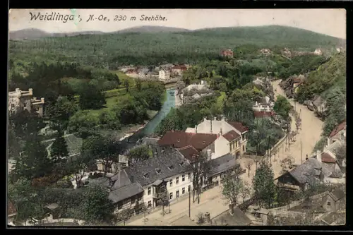 AK Weidlingau /N.-Ö., Panorama mit Ort und Fluss