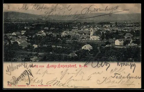 AK Lang-Enzersdorf bei Wien, Panorama mit Kirche