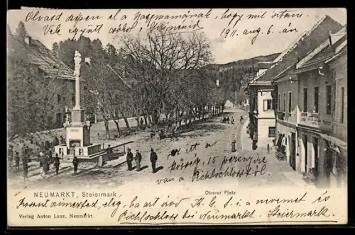 AK Neumarkt /Steiermark, Oberer Platz mit Denkmal