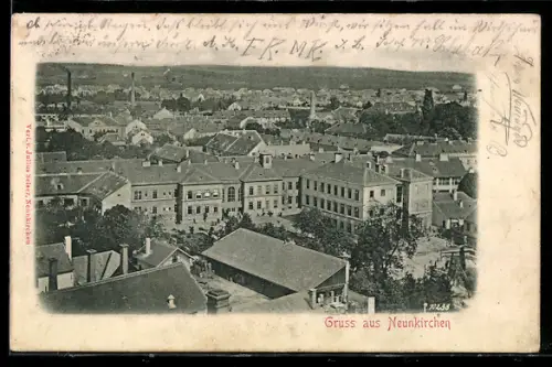 AK Neunkirchen, Panorama mit Stadtsilhouette und Kirchturm