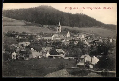 AK Unterweissenbach /Ob. Öst., Panorama mit Kirche