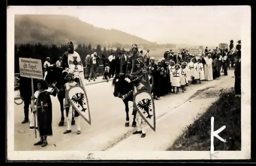 AK Mariazell, Missions-Kinderfestzug 1932, Festzuggruppe Missionsgymnasium St. Rupert