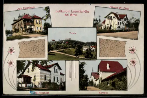 AK Lassnitzhöhe bei Graz, Villa Elisenheim, Pension Dr. Ehler, Villa Rosenhof, Kurhaus