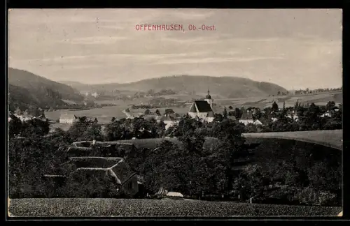AK Offenhausen /Ob. Öst., Panorama mit Kirche
