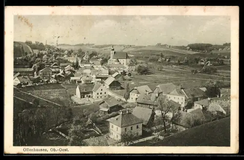 AK Offenhausen /Ob. Öst., Dorfpanorama mit Kirche