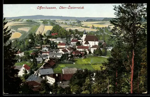 AK Offenhausen /Ober-Österreich, Panorama mit Kirche