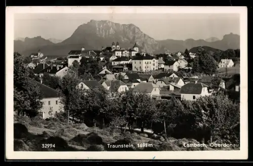 AK Lambach /Oberdonau, Panorama mit Traunstein