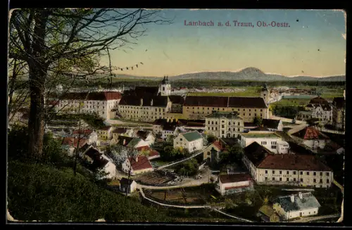 AK Lambach a. d. Traun, Panorama mit Stift und Ort