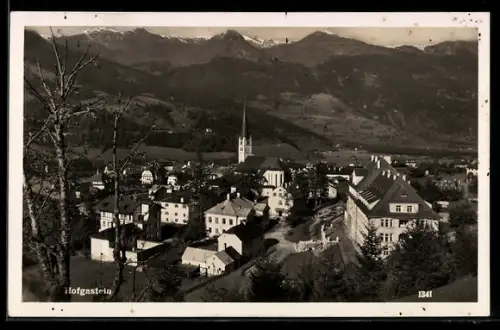 AK Hofgastein, Ortsansicht mit Kirche und Bergpanorama