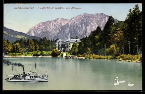 AK Mondsee /Salzkammergut, Waldhotel Kreustein