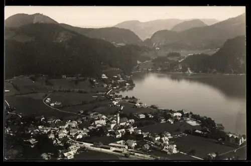 AK St. Gilgen, Panorama mit See und Kirche