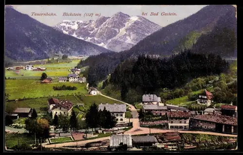 AK Böckstein bei Bad Gastein, Tauernbahn, Dorfpanorama mit Bergkulisse