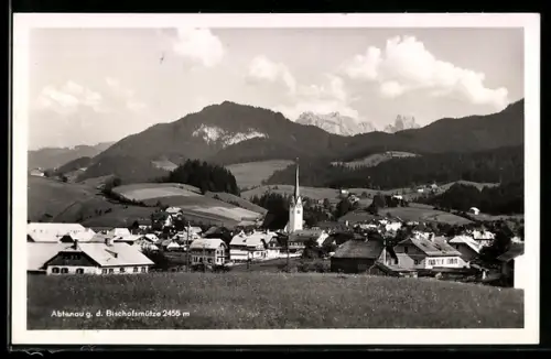 AK Abtenau, Panorama mit Kirche und Bischofsmütze