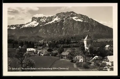 AK St. Jakob am Thurn, Ort mit Kirche und Untersberg