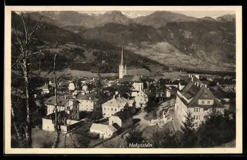 AK Hofgastein, Ortsansicht mit Kirche und Gebirgspanorama