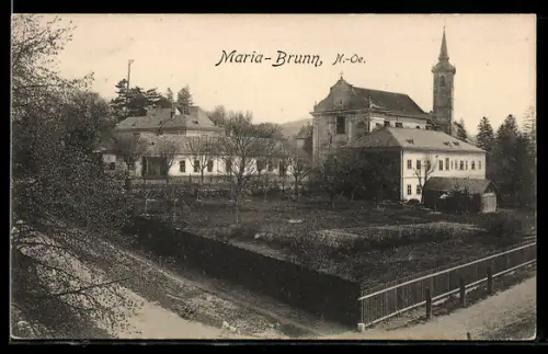 AK Maria-Brunn /N.-Ö., Kirche mit Nebengebäuden